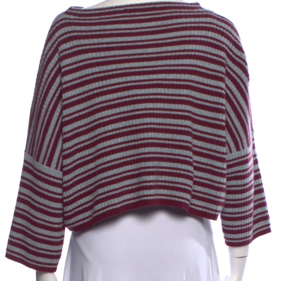 360 Cashmere Cropped Striped Cashmere Sweater Size Small - Picture 6 of 14